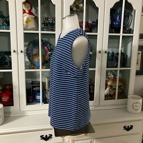 Banana Republic Blue & White Striped Sleeveless Top Top Sz Small - Picture 4 of 8